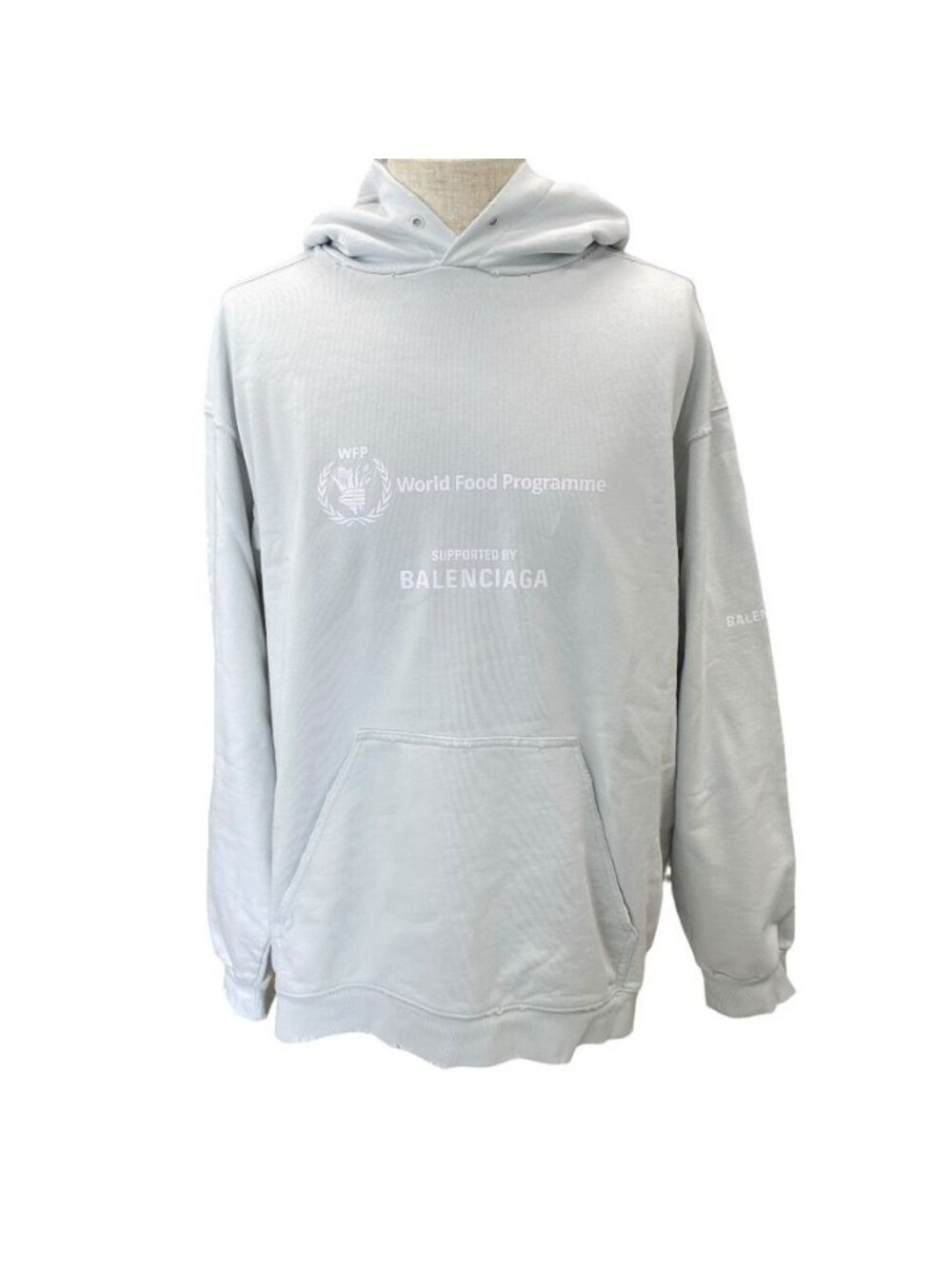 Balenciaga Wfp Logo Hoodie Pullover Oversized Cotton Light Gray